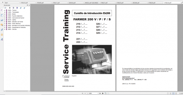 Fendt Tractor Famer 200 VIN 205 206 328 329 Operator Workshop Manual ES 2
