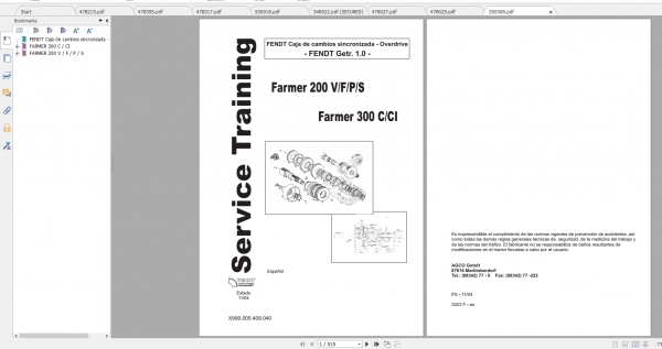 Fendt Tractor Famer 200 VIN 205 206 328 329 Operator Workshop Manual ES 4