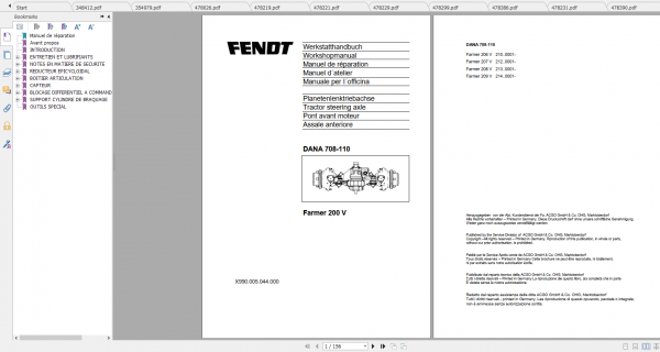 Fendt Tractor Famer 200 VIN 205 206 328 329 Workshop Manual FR 1
