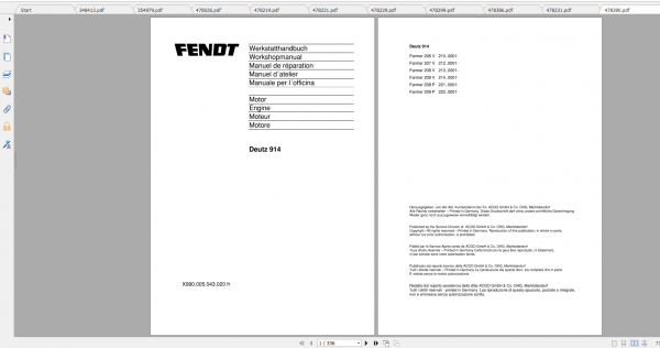 Fendt Tractor Famer 200 VIN 205 206 328 329 Workshop Manual FR 2