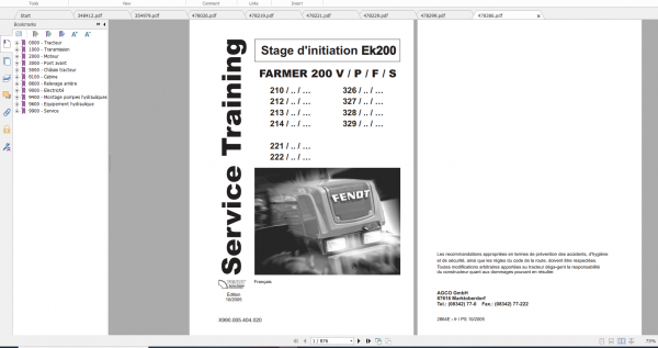Fendt Tractor Famer 200 VIN 205 206 328 329 Workshop Manual FR 4