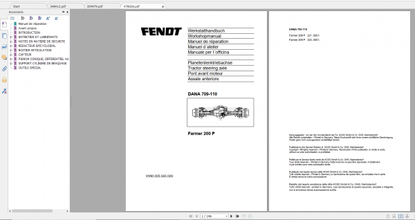 Fendt Tractor Famer 200 VIN 205 206 328 329 Workshop Manual FR 8