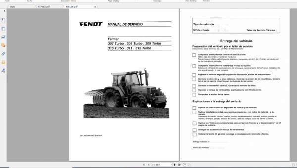 Fendt Tractor Farmer 300 Ls Lsa E VIN 307 312 Operation Manual Workshop Manual ES 4