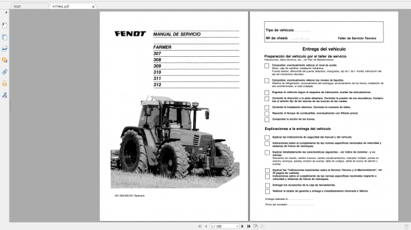 Fendt Tractor Farmer 300 Ls Lsa E VIN 307 312 Operation Manual Workshop Manual ES 5
