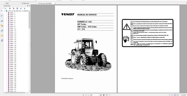 Fendt Tractor Farmer 300 Ls Lsa VIN 158 199 Operation Manual Workshop Manual ES 4