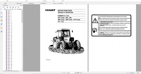 Fendt Tractor Farmer 300 Ls Lsa VIN 158 199 Operation Workshop Manual FR 10
