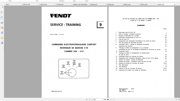 Fendt Tractor Farmer 300 Ls Lsa VIN 158 199 Operation Workshop Manual FR 5