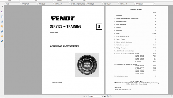 Fendt Tractor Farmer 300 Ls Lsa VIN 158 199 Operation Workshop Manual FR 6
