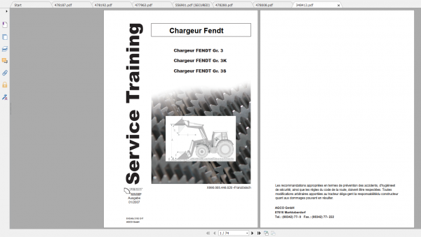 Fendt Tractor Farmer 300 Ls Lsa VIN 158 199 Operation Workshop Manual FR 7