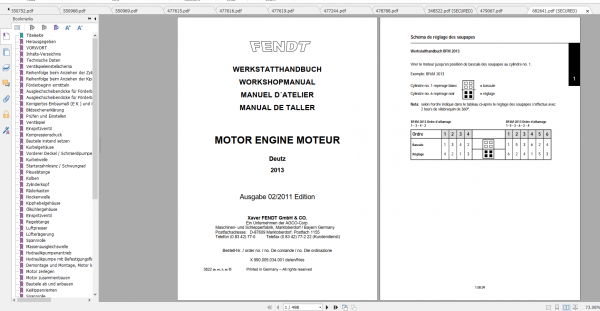 Fendt Tractor Farmer 400 Com12 VIN 409 412 Diagram Operation Manual Workshop Manual ES 1