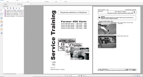 Fendt Tractor Farmer 400 Com12 VIN 409 412 Diagram Operation Manual Workshop Manual ES 11