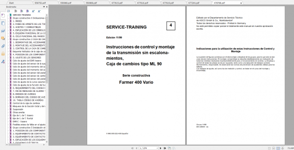 Fendt Tractor Farmer 400 Com12 VIN 409 412 Diagram Operation Manual Workshop Manual ES 4