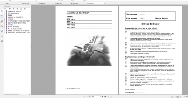 Fendt Tractor Farmer 400 Com12 VIN 409 412 Diagram Operation Manual Workshop Manual ES 7