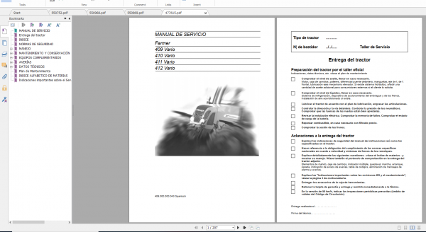 Fendt Tractor Farmer 400 Com12 VIN 409 412 Diagram Operation Manual Workshop Manual ES 9