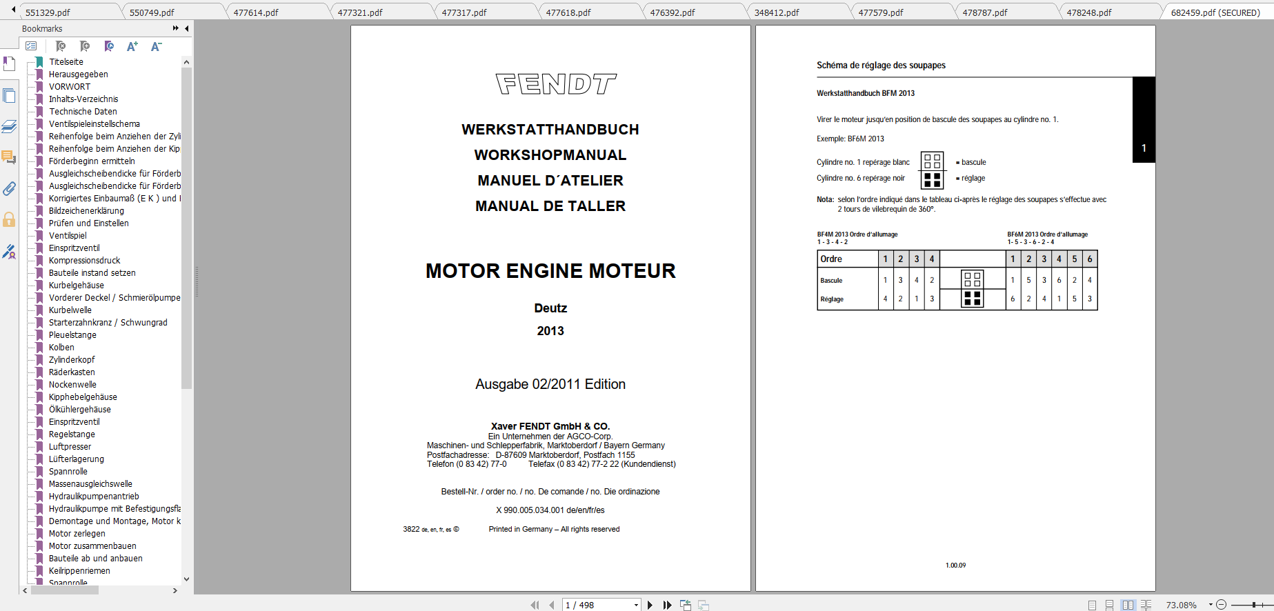Fendt Tractor Farmer 400 Com12 VIN 409 412 Diagram Operation Workshop Manual FR 1