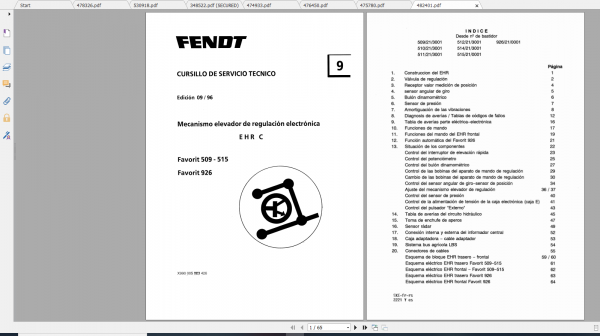 Fendt Tractor Favorit 500 VIN 509 515 Operation Manual Workshop Manual ES 1