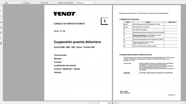 Fendt Tractor Favorit 500 VIN 509 515 Operation Manual Workshop Manual ES 4