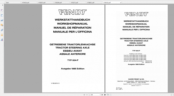Fendt Tractor Favorit 600 Ls Lsa VIN 280 285 Operation Workshop Manual FR 2