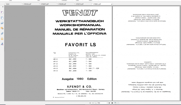 Fendt Tractor Favorit 600 Ls Lsa VIN 280 285 Operation Workshop Manual FR 3