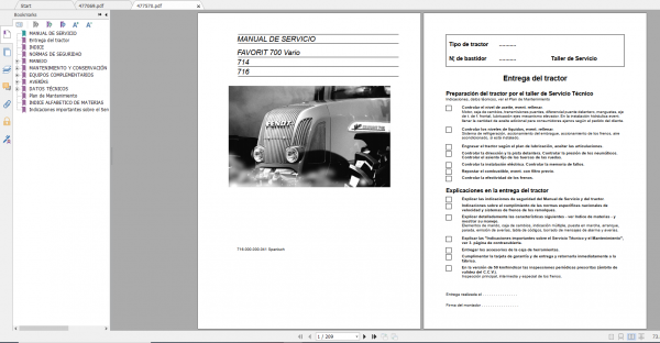 Fendt Tractor Favorit 700 Com1 711 716 Operation Manual Workshop Manual ES 4