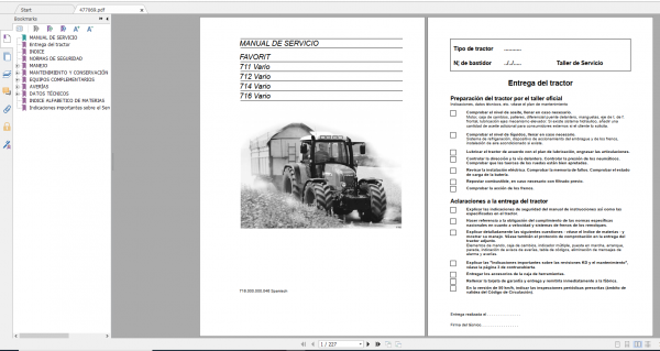 Fendt Tractor Favorit 700 Com1 711 716 Operation Manual Workshop Manual ES 5