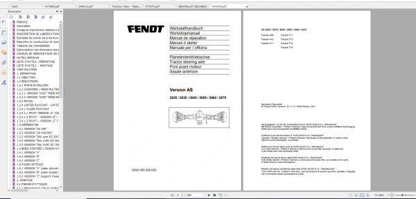 Fendt Tractor Favorit 700 Com1 711 716 Operation Workshop Manual FR 1