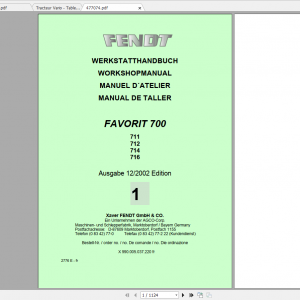 Fendt Tractor Favorit 700 Com1 711 716 Operation Workshop Manual FR 3