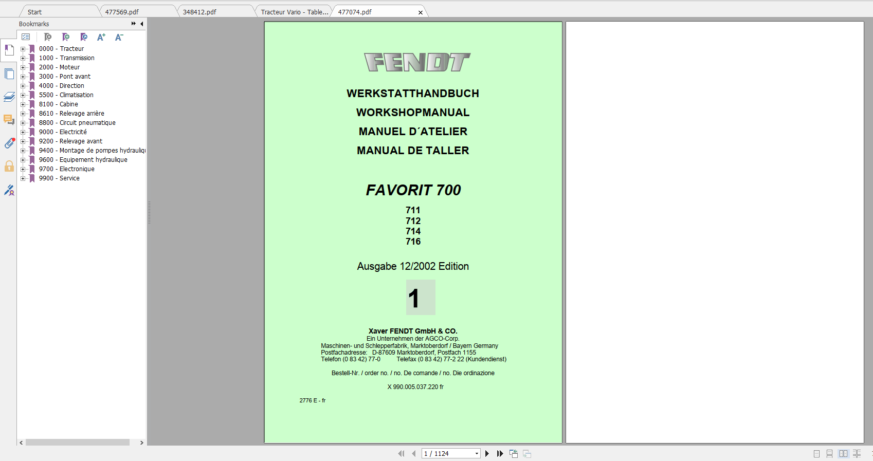 Fendt Tractor Favorit 700 Com1 711 716 Operation Workshop Manual FR 3