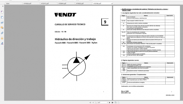 Fendt Tractor Favorit 900 Vario Com1 VIN 916 926 Operation Manual Workshop Manual ES 3