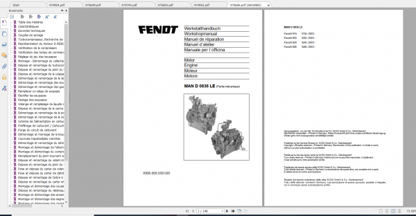 Fendt Tractor Favorit 900 Vario Com1 VIN 916 926 Operation Workshop Manual FR 2