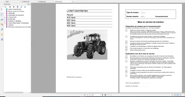 Fendt Tractor Favorit 900 Vario Com1 VIN 916 926 Operation Workshop Manual FR 4