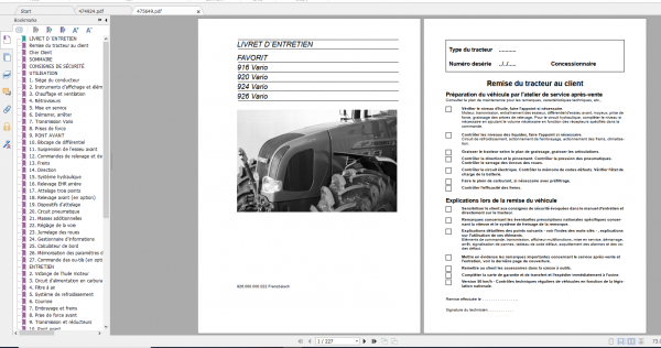 Fendt Tractor Favorit 900 Vario Com1 VIN 916 926 Operation Workshop Manual FR 5