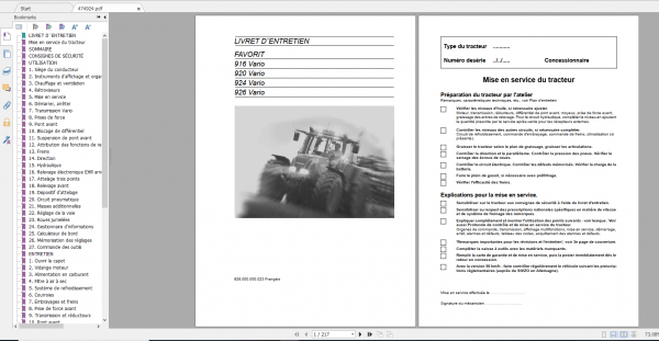 Fendt Tractor Favorit 900 Vario Com1 VIN 916 926 Operation Workshop Manual FR 6