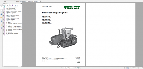 Fendt Tractor Fendt 900 Mt S4 Operation Manual Workshop Manual ES 1
