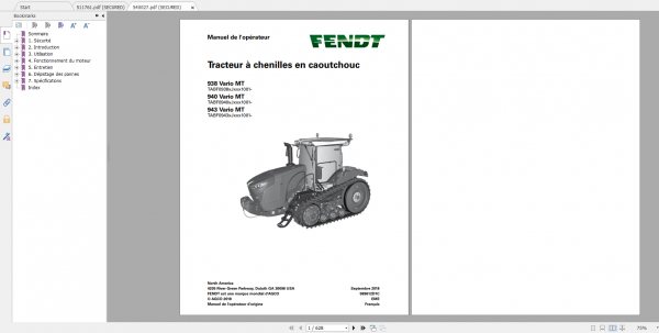 Fendt Tractor Fendt 900 Mt S4 Operation Workshop Manual FR 1