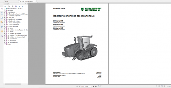 Fendt Tractor Fendt 900 Mt S4 Operation Workshop Manual FR 3