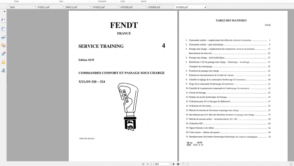 Fendt Tractor Xylon VIN 520 524 Operation Workshop Manual FR 2