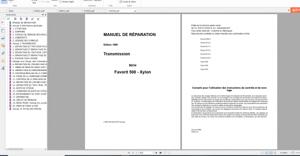 Fendt Tractor Xylon VIN 520 524 Operation Workshop Manual FR 3