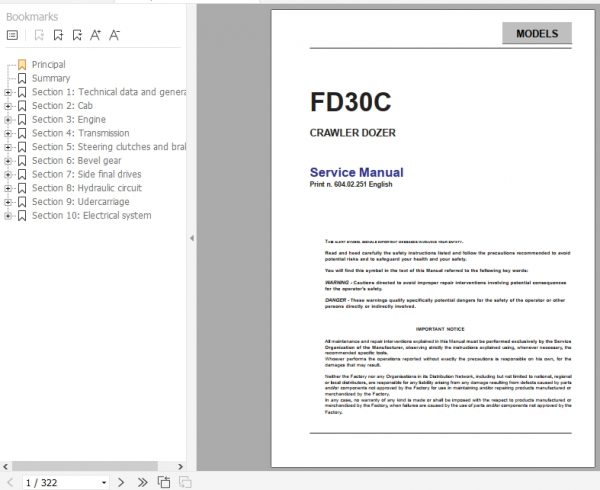 Fiat Hitachi Crawler Dozer FD30C Service Manual EN PDF 1