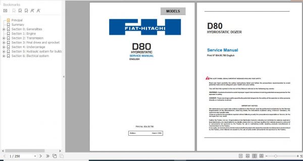 Fiat Hitachi Wheel Loader D80 EN IT Service Manual PDF 1