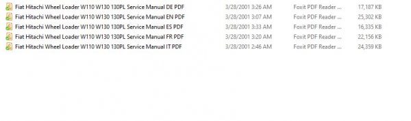 Fiat Hitachi Wheel Loader W110 W130 130PL EN FR IT ES DE Service Manual PDF 1