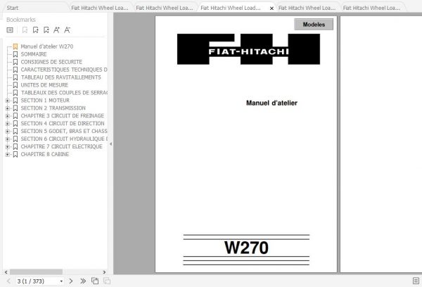 Fiat Hitachi Wheel Loader W270 EN FR IT ES DE Service Manual PDF 2
