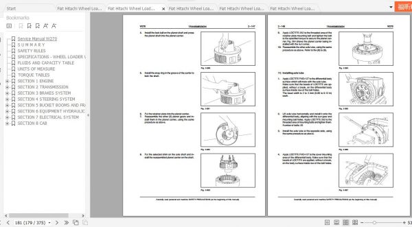 Fiat Hitachi Wheel Loader W270 EN FR IT ES DE Service Manual PDF 3