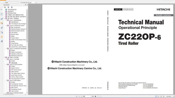 Hitachi Compaction Equipment ZC 2021 Parts Catalog and Service Manual PDF DVD 3