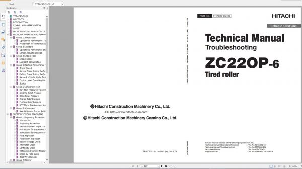 Hitachi Compaction Equipment ZC 2021 Parts Catalog and Service Manual PDF DVD 4