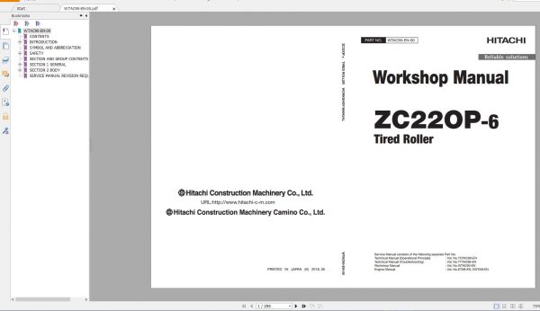 Hitachi Compaction Equipment ZC 2021 Parts Catalog and Service Manual PDF DVD 8