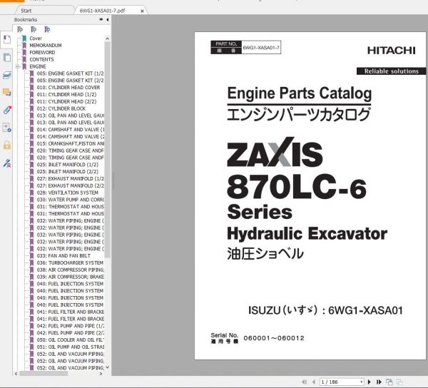 Hitachi Excavator Series 6 ZX6 2021 6.35GB Technical Manual Part Catalog Circuit Diagram DVD 13