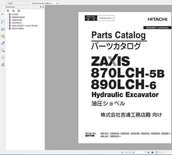Hitachi Excavator Series 6 ZX6 2021 6.35GB Technical Manual Part Catalog Circuit Diagram DVD 14