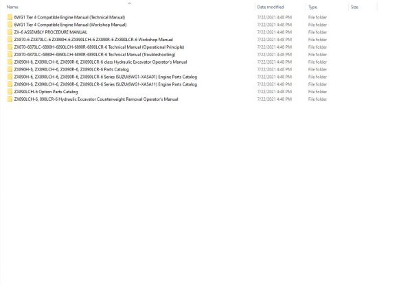 Hitachi Excavator Series 6 ZX6 2021 6.35GB Technical Manual Part Catalog Circuit Diagram DVD 2