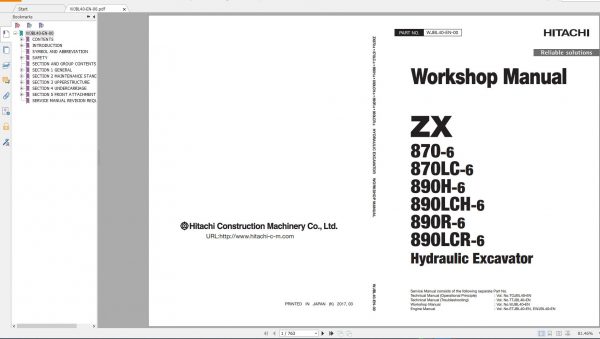 Hitachi Excavator Series 6 ZX6 2021 6.35GB Technical Manual Part Catalog Circuit Diagram DVD 7